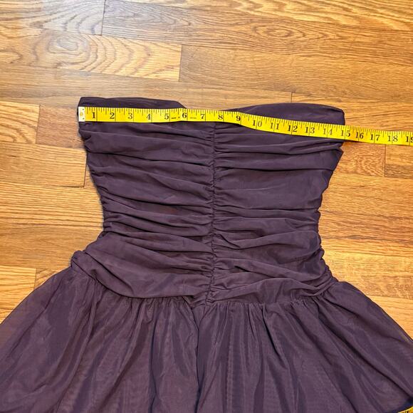 Mistress Rocks Womens Medium Purple Mesh Ruched Handkerchief Asymmetrical Dress - Picture 3 of 8